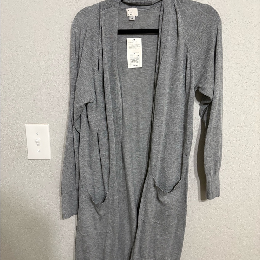a new day Light Gray Open Cardigan